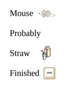 Preview of Key Words for If You Give a Mouse a Cookie