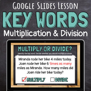 Preview of Key Words in Multiplication and Division Word Problems Google Slides Lesson