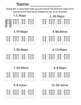 Preview of Keyboard Chords Worksheet (Multiple Accidentals)