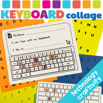 Preview of Keyboard Collage Craftivity for PreK ➡️ 1st grade computer lab classes
