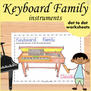Preview of Keyboard Family Instruments Dot to Dot Worksheets | Connect the Dots