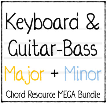 Preview of Keyboard & Guitar-Bass Major + Minor Chord Key Cards MEGA Bundle