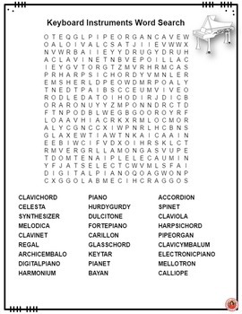 ruido Circunferencia Aburrir Music Word Search: Musical Instruments : Keyboard Instruments Game