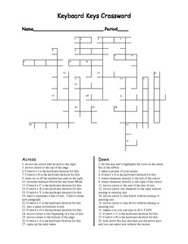 Keyboard Keys Crossword (Microsoft Word) by SmartLearn TpT