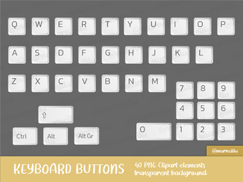 Preview of Keyboard Letters Clipart Set - alphabet, computer, image, printable, button