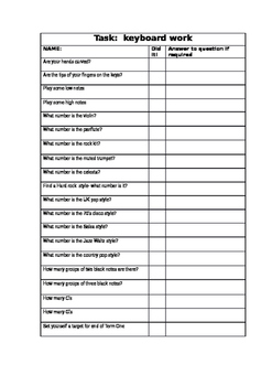 Preview of Keyboard Task Sheet - ideal for centres