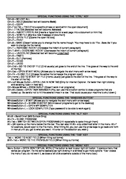 Preview of Keyboard shortcuts cheat sheet to use for windows applications