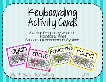 Preview of Keyboarding Activity Cards using F&P 200 High Frequency Words {Editable}