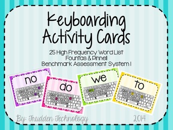Preview of Keyboarding Activity Cards using F&P 25 High Frequency Words {Editable}