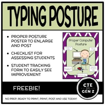 Preview of Keyboarding *FREEBIE* - Proper Posture Poster and Assessment Tool Set