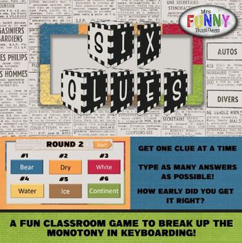 Preview of Keyboarding Game - Six Clues