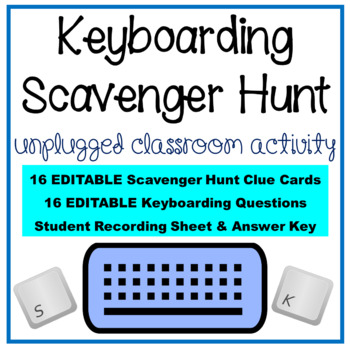 Preview of Keyboarding Scavenger Hunt - Technology Unplugged Activities