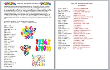 Preview of Keyboarding- Typing Games- Solve That Number Phrase/Saying! Game