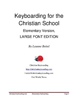 Preview of Keyboarding for the Christian School, Elementary Version, Large Font