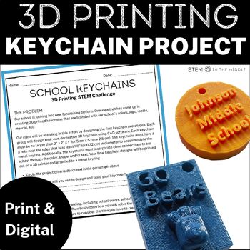 Preview of Keychain 3D Printing Project for Middle School STEM and Technology using CAD