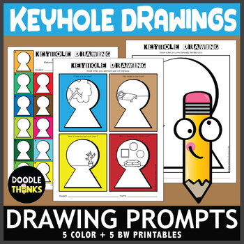 Preview of Keyhole Drawing Prompts | Critical Thinking No-Prep Art Activities