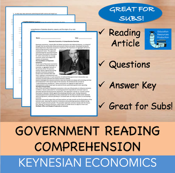 Preview of Keynesian Economics - Reading Comprehension Passage & Questions