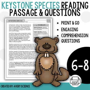 Preview of Keystone Species & Trophic Cascades Reading & Questions Worksheet