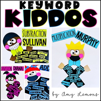 Preview of Math Key Words Craft & Chart for Addition, Subtraction, Multiplication, Division