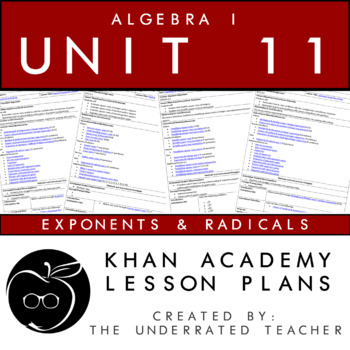 Preview of Distance Learning Math Lessons + Algebra I + Exponents + Radicals