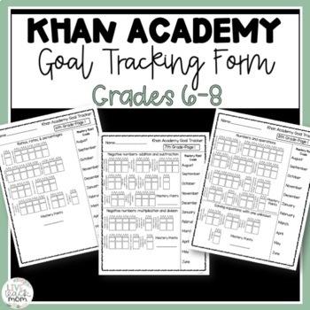 Preview of Khan Academy Tracking Sheets Grades 6-8