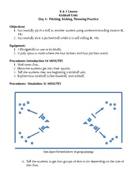 Preview of Kindergarten and 1st Grade P.E. Kickball Unit