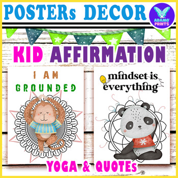 Preview of Kid Affirmation YOGA Mindfulness Posters Classroom Decor Bulletin Board Ideas
