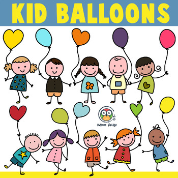Preview of Kid Balloons Clipart Set