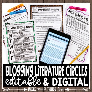 Preview of EDITABLE Blogging Literature Circles {Technology Centered}