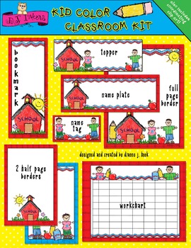 Preview of Kid Color Classroom Kit - Crayon Theme Borders & Printables for teachers