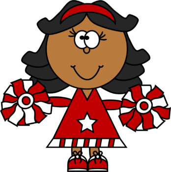 Football & Cheerleader Clipart, Red and Yellow, inspired by KC Chiefs