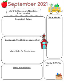 Preview of Kid-Friendly *Editable* Parent Classroom Newsletter for Every Month!