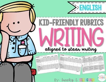 Preview of Kid-Friendly (STAAR) Writing Rubrics {English}