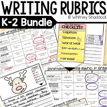 Writing Rubrics BUNDLE: Kid-Friendly Assessments and Self-Checks for K-2