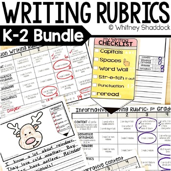 Preview of Student Friendly Writing Rubrics for K-2 Informative, Narrative & Opinion BUNDLE