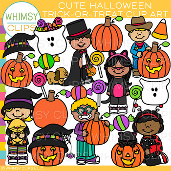 Kid Friendly and Non Spooky Trick-or-Treat Halloween Clip Art by Whimsy ...