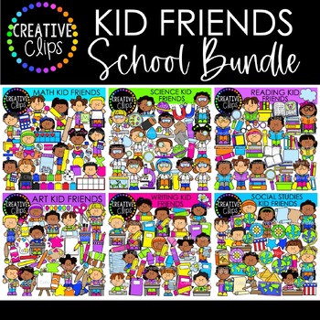 Preview of School Kid Friends Clipart Bundle {Math, Reading, Science Clipart}