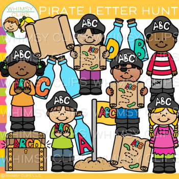 Preview of Pirate Kids Letter Treasure Clip Art