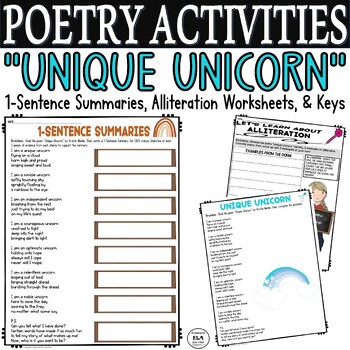 Preview of 4th 5th 6th Poetry Grade Activities Worksheets Lesson Alliteration Middle School