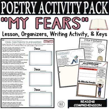 Preview of 6th Grade Poetry Activities Alliteration Middle School Poems about Fear 4th 5th
