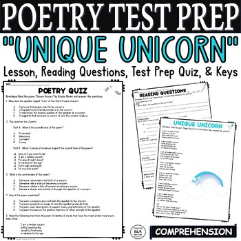 Preview of 4th 5th 6th Grade Poetry Comprehension Middle School Activity Reading Test Prep