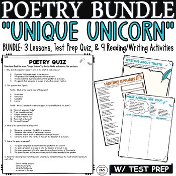 Preview of 4th 5th 6th Grade Poetry Comprehension Middle School Reading Test Prep Poem