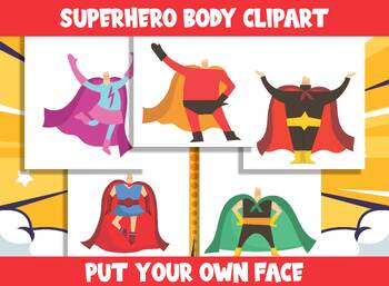 Preview of Kid Superhero Body Clipart Set for PreK to 6th Grade, 20 Pages