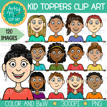 Kid Toppers Clip Art (Children Student Topper Clipart) by Artsy M Clip Art