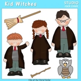 Harry Potter Kid Witches Color Clip Art  C. Seslar wand br