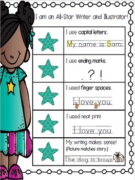 Kid Writing Rubric Kindergarten All Star Writers Rubric Sentence