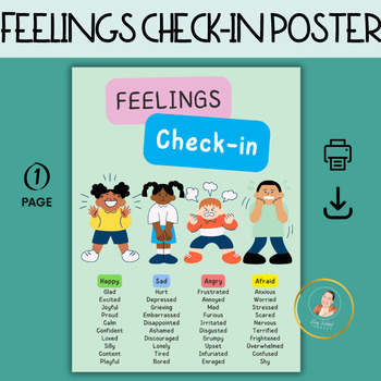 Preview of Kid-friendly Feelings Poster, Emotion Identification, Calming Corner Sign