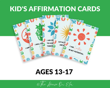 Preview of Kid's Affirmation Cards for ages 13-17 | 5x7" Printables