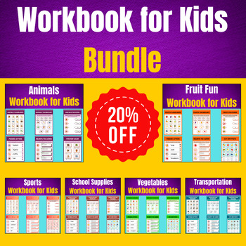 Preview of Kid's Fun World: Animals, Fruits, Vegetables, Sports,... Workbook Bundle.