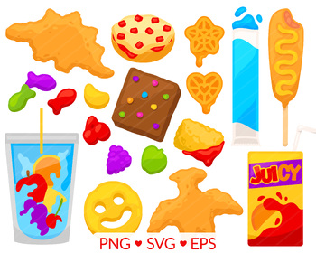 Preview of Kid's Junk Food Clipart - SVG, PNG, EPS Images - Dino Nuggets